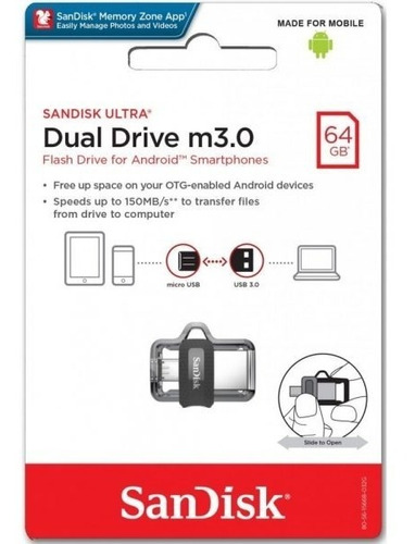 Usb Para Celular O Tablet Android Sandisk Dual Drive 64g 3.0