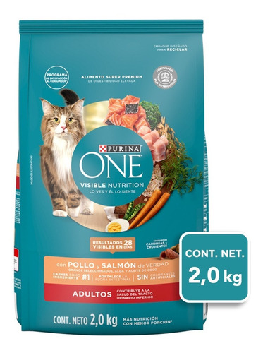 Purina® One® Alimento Gato Adulto Pollo Y Salmón 2kg