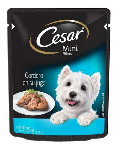Imagen 1 de 4 de Alimento Para Perro Cesar Mini Fillets Cordero En Su Jugo
