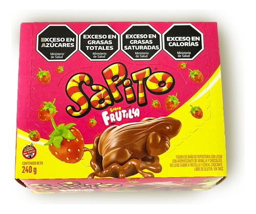 Sapito Chocolate Relleno Frutila 24u. X 10gr - Delipop