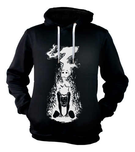 Buzo Hoodie Negro En Algodón Perchado Hunter Hunter Gon