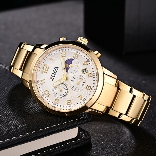Reloj Zoea Ez8059-j Hombre Acero Dorado Resistente Al Agua