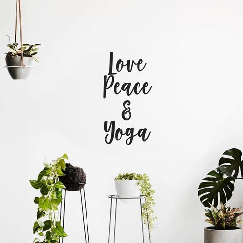 Love, Peace And Yoga - Calcomanía De Pared Citas Inspi...