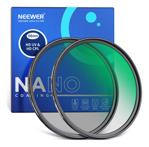 Neewer Kit De Filtro De Lente Uv Cpl De 2.283 in, Polariza.