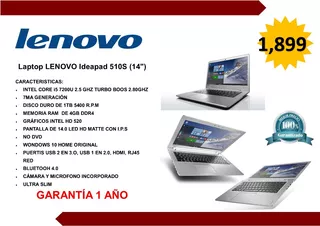 Laptop Lenovo Ideapad 510s (14 ) Nueva