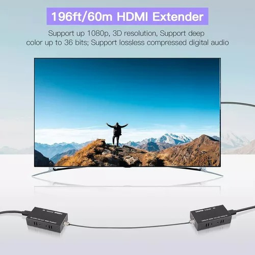 Extensor Video Audio Digital 60mts Hdmi Cable Red Utp Rj45