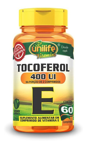 Vitamina E Tocoferol 10mg 60 Cápsulas 470mg Unilife