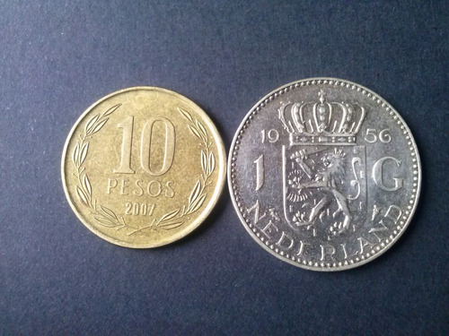 Moneda Holanda 1 Goulden Plata 1956 (c4)
