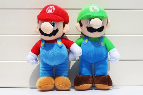 Kit 2 Pelúcias Super Mário Bros 25cm - Mário, Luigi