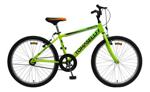 Mountain bike infantil Tomaselli Kids MTB R24 1v frenos v-brakes color amarillo con pie de apoyo  