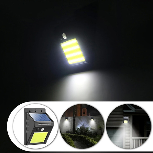 Imagen 4 de 9 de Aplique Reflector Led Panel Solar Sensor Movimiento 48 Leds