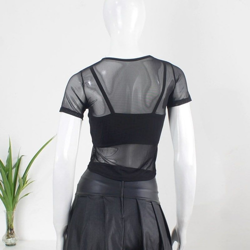 Imagen 4 de 4 de Polo Malla Tul Y Top 2 Piezas Negro Diseños Únicos
