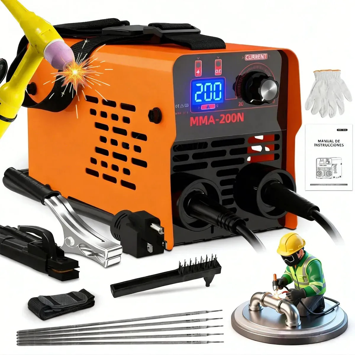 Inversora Soldadora Inversora Naranja Mma+tig Máquina 2en1