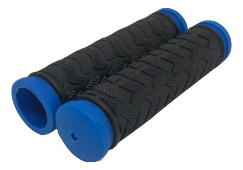 Puños Grip Gel Para Bicicleta Mtb Con Anillo Color Negro Azul