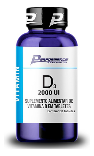 Vitamina D3 100 Tabletes Performance Nutrition Sabor Sem Sabor