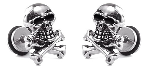 Par Aretes Calavera Con Simbolo Para Hombres Y Mujeres Y Niñ