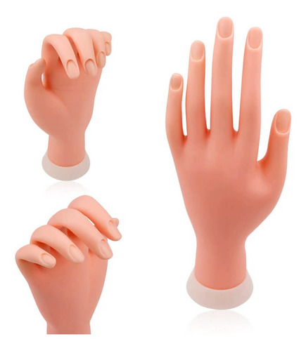 Mão Silicione Treinamento Unha Dedo Articulada Manicure