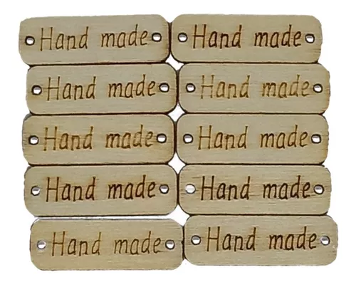 Etiquetas Handmade De Madera Rectangulares, Pack 10 Unidades