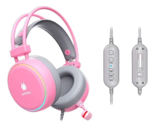 Audífono Gamer Antryx Kirby On-ear Con Microf. Usb 7.1 Rosa