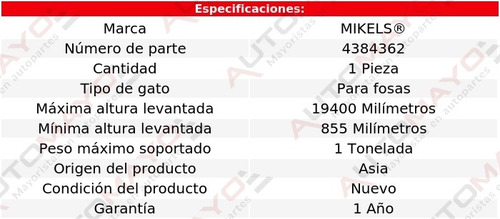 Gato Telescópico Para Transmisión 1 Ton Mikel's
