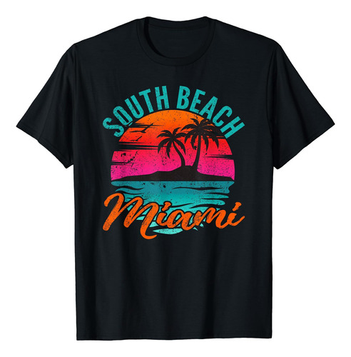 South Beach Miami Florida Sunset Vacation Camiseta Grunge En