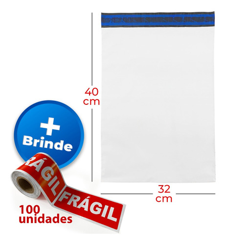 Imagem 1 de 7 de Envelope Segurança Plástico 32x40 C/ Lacre 100 Unidades
