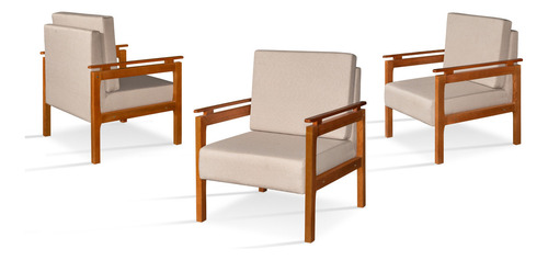 Sillón Napoli, ambiente decorativo, sala de estar, oficina, dormitorio, acabado de estructura, madera, color lino