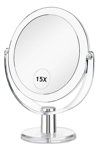 Espejo Tocador Maquillaje Con Soporte Aumento 1x 15x Doble C