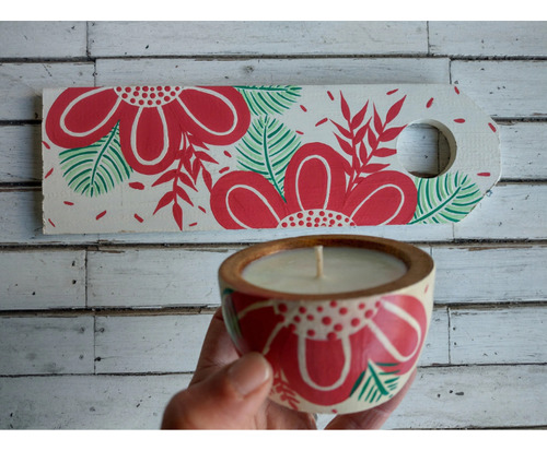 Set De Vela De Soja Aromática Con Tabla De Madera