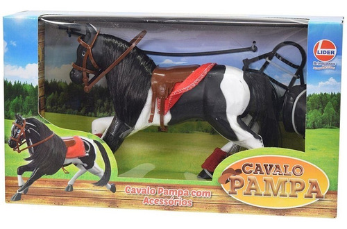 Brinquedo Figura Cavalo Pampa Preto E Branco Da Lider 2461