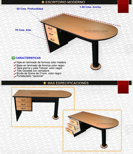 Escritorio Secretarial Desarmable 120x60x75