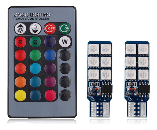 Bombillo Cucho T10 Rgb Que Cambia Varios Colores, 2 Unidades