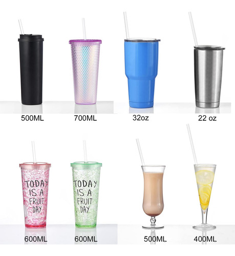 Paquete De 12 Popotes Transparentes Reutilizables De Plástic