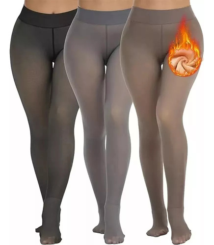 Medias Térmicas Malla Afelpada Leggins Traslucidas Moda Dama