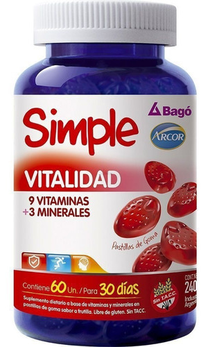 Simple Bago Vitalidad Minerales Vitaminas 60 Pastillas Goma