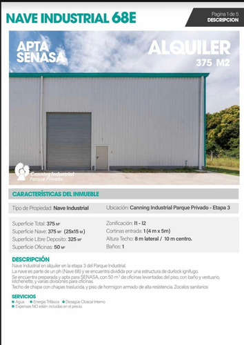 Imagen 2 de 8 de Alquiler De Depsito En En Canning Industrial Parque Privado