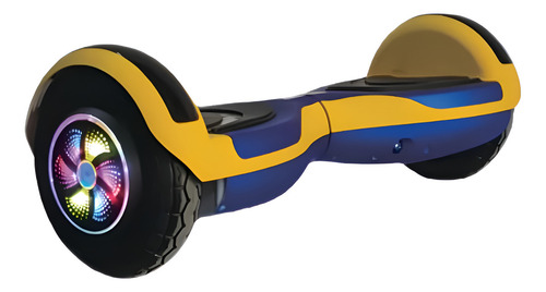 Skate Elétrico Hoverboard Overboard Led Bluetooth Pneu 8'' Cor Azul E Amarelo