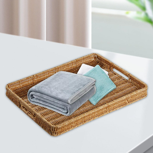 Bandeja Decorativa Tejida De Imitación De 40cmx30cmx4.5cm