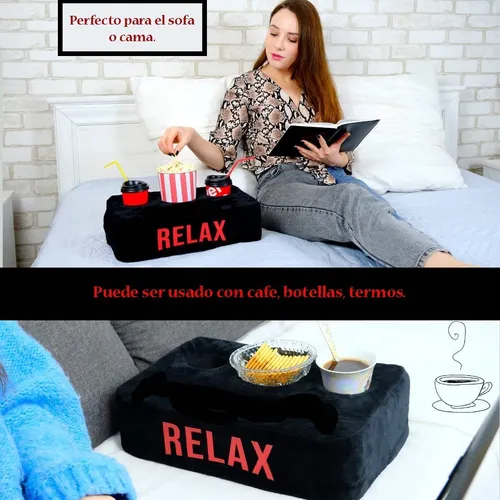 Almohada Para Ver Tv Con Soporte De Vaso 2 Vasos 1 Cubeta