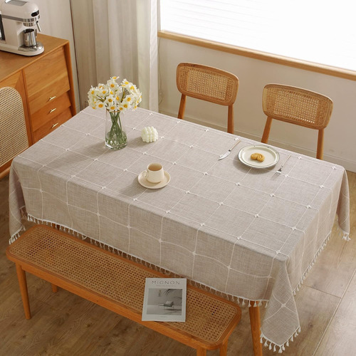 Manteles Rectangulares Impermeables Antimanchas Con Borlas 140x180cm
