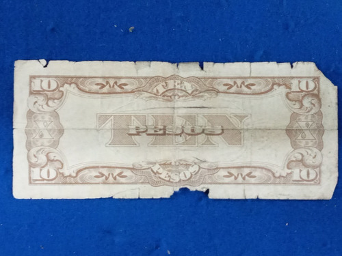 Imagen 2 de 2 de Filipinas 10 Peso 1942 * Ocupacion Japonesa * Guerra Mundial