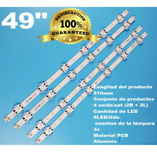 4 Tiras De 6 Led Compatible Con 49uj6200 49uj6350