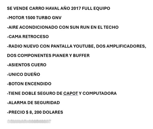 Haval H2 Año 2017 Full ... Unico Dueño