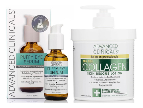 Advanced Clinicals Crema De Colágeno + Suero Facial Hinchado