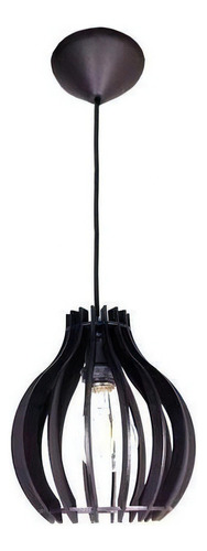 Lustre Luminária Pendente De Madeira Mdf Mod. Bali Preto 110v/220v