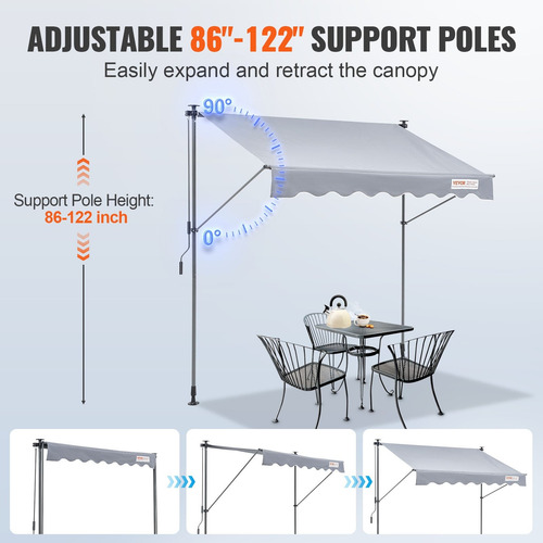 Toldo Retractil Manual Ajustable Exteriores 78''x47''