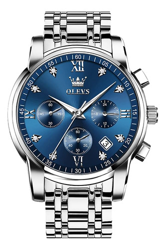 Relojes De Diamantes Para Hombre, Esfera Azul, Números Roman