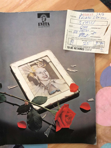 Catalogo Original Ingles Ticket Evita Opera Rock 1980 Palerm