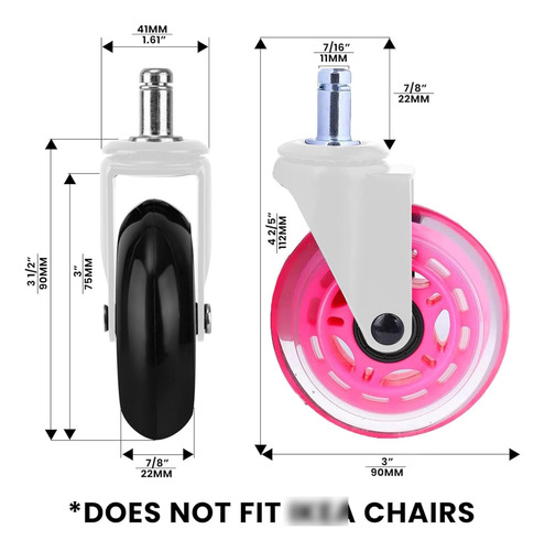 Ruedas Para Silla De Oficina Juego De 5 Color Rosa Silencios