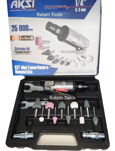 Mini Esmeriladora Neumatica Kit Con 10 Piedras Aksi